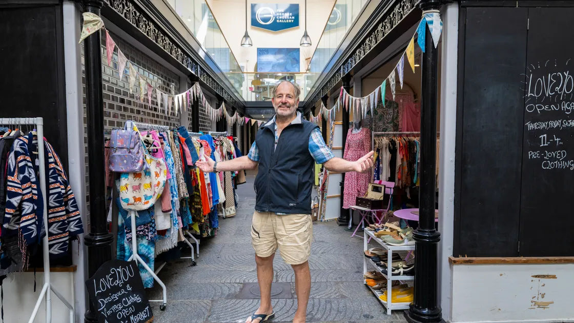 Millennium Tapestry Trust chairman Ian Hunter in the Market Buildings’ Inner Street, where the tapestry is set to be installed before next year’s visitor season.