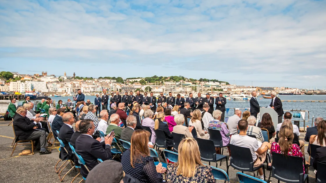 The official naming ceremony for St Peter Port RNLI's new Atlantic 85 B class lifeboat, Harold Hobbs. (Picture by Sophie Rabey, 33375010)