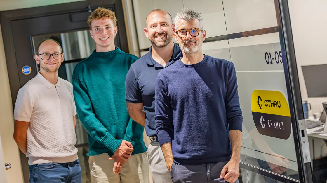 The CVault team, left to right, Jamie Winterburn, Sam Hancock, Steve Moore and Albert Climent.