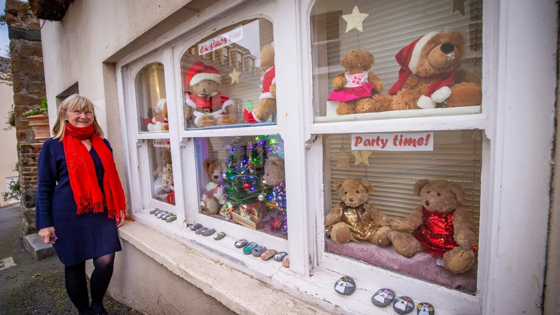 Jacky Meinke has been dressing the teddies in her window for different events and seasons since the first lockdown. Right: Chris Meinke’s collection of toy soldiers, the majority of which belonged to his father. (Pictures by Sophie Rabey, 30319029, 30319915)