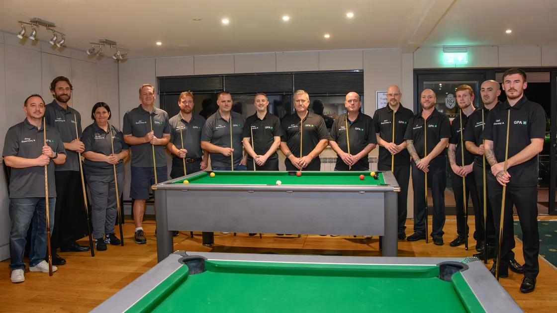 The Guernsey A and B teams for the Channel Islands International pool tournament.