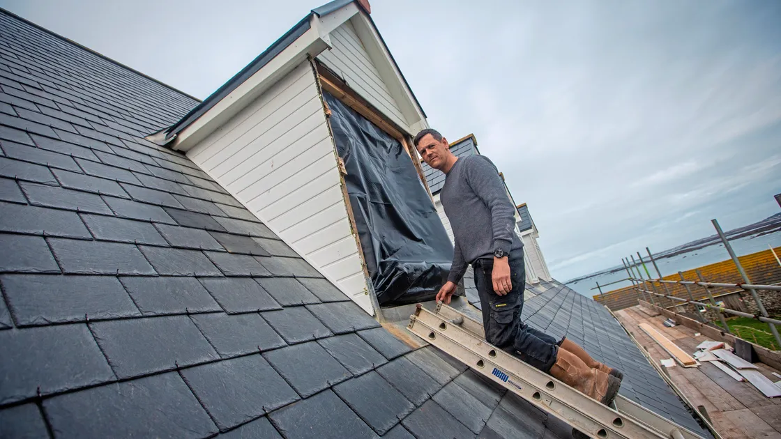 Lihou warden Steve Sarre has been working flat out to get the house ready for visitors following the winter storms. He is still waiting for the windows to be replaced. (Picture by Peter Frankland, 32969994)