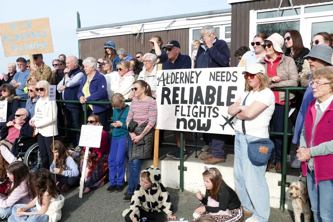About 200 Alderney residents attended the protest yesterday afternoon.