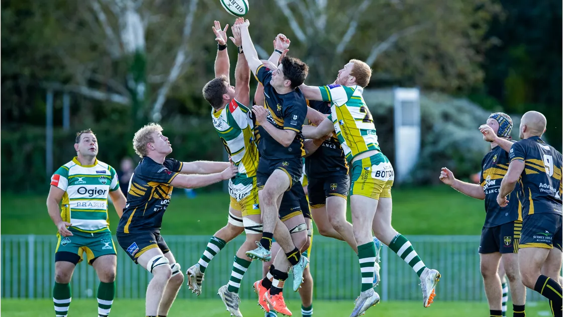 Players compete for an aerial ball at Footes Lane.
