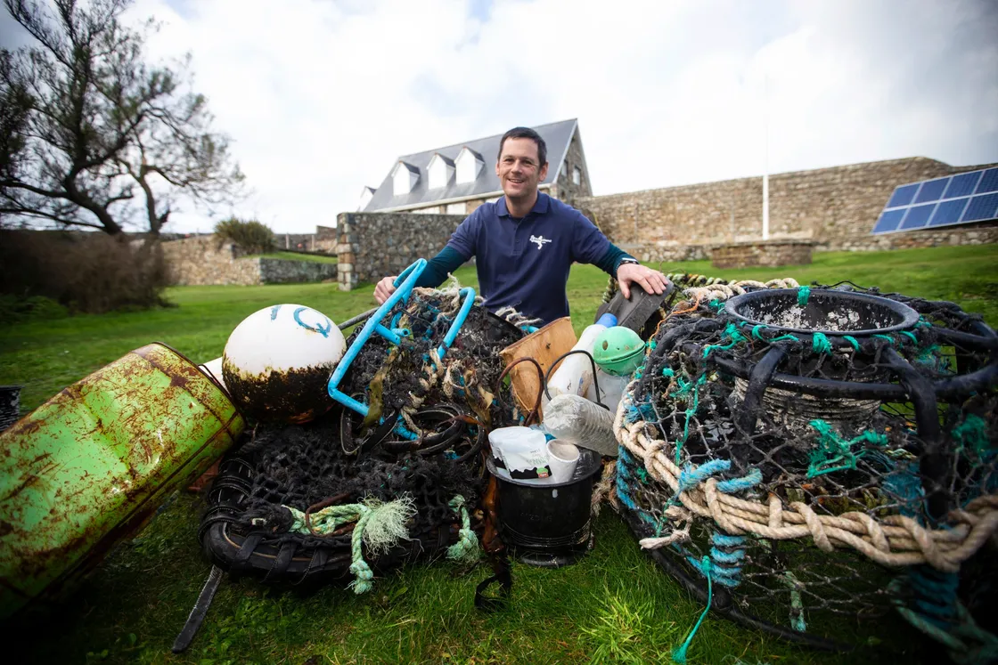Lihou Island warden Steve Sarre has been collecting plastic and other items which have washed ashore during the strong winds and high tides. (Picture by Peter Frankland, 26489144)