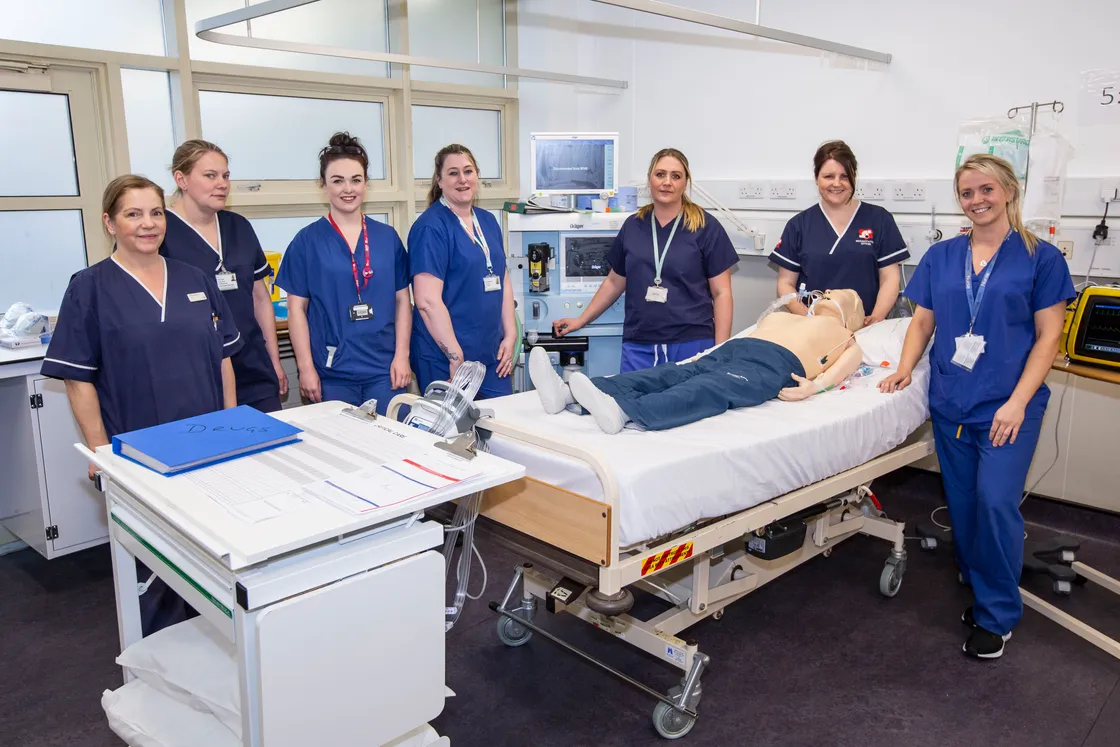 24-03-20.  Temporary ICU (intensive care unit) ward at the PEH (Princess Elizabeth Hospital) set up for the Coronavirus. L-R Sue Fallaize, Paula Nash, Chloe Dempsey, Tanya Wilkinson, Gemma Girard, Julie Jones, Kristy Grant. (Picture by Sophie Rabey, 29194749)