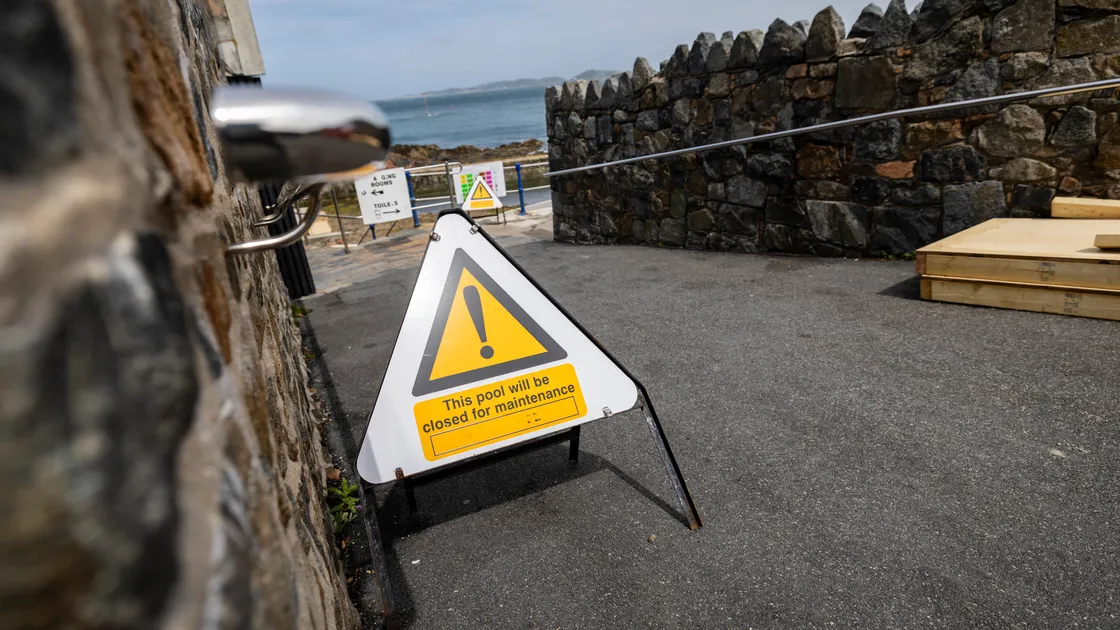 Work is being planned to repair the damage caused by Storm Goretti to the slipway at the children’s pool at La Vallette. (Pictures by Sophie Rabey, 34780595/3)