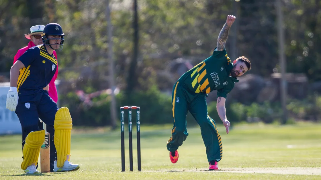 Dane Mullen was the pick of the Guernsey bowlers on Friday, taking four wickets in their victory at the KGV.         (Picture by Sophie Rabey, 32031191)