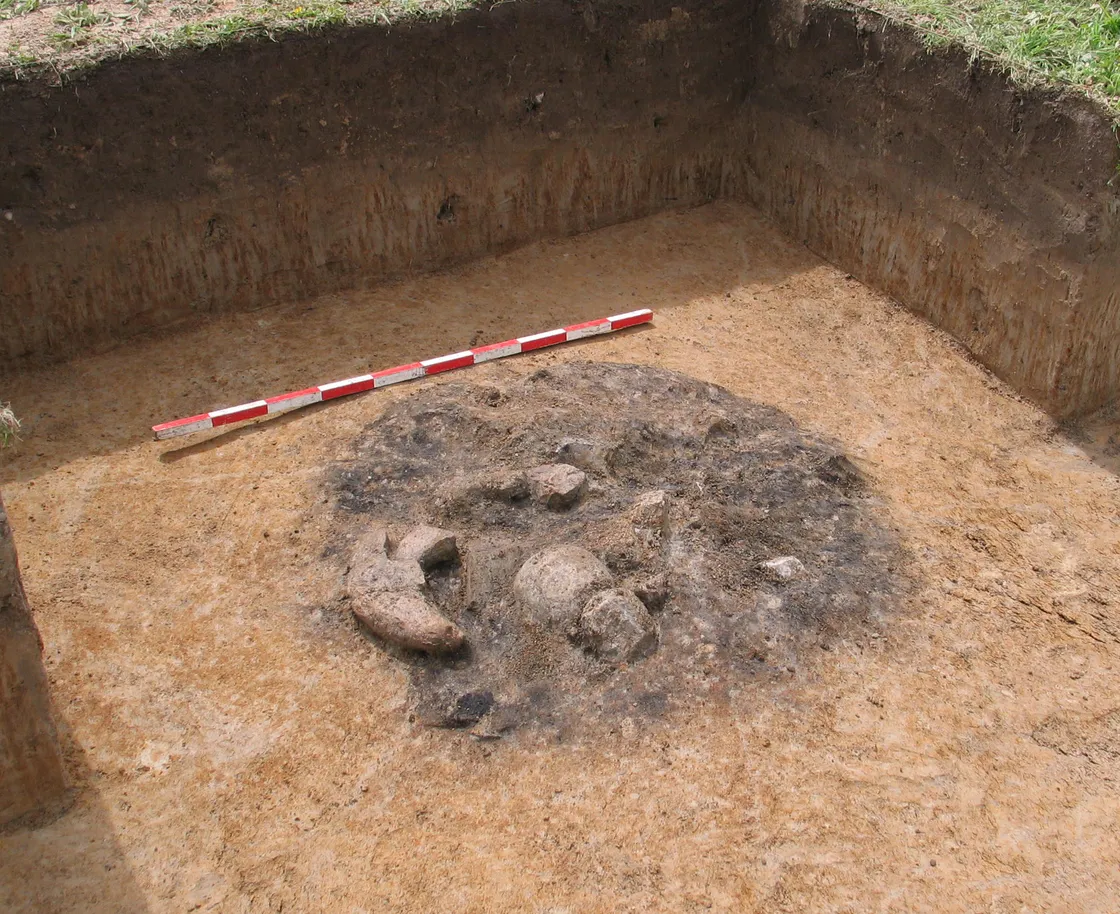 A Neolithic hearth excavated at the west end of the airport