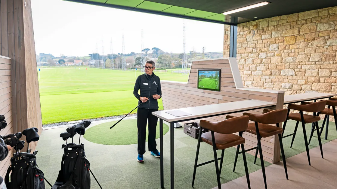 Golf performance director Sue Shapcott in one of the golf bays
