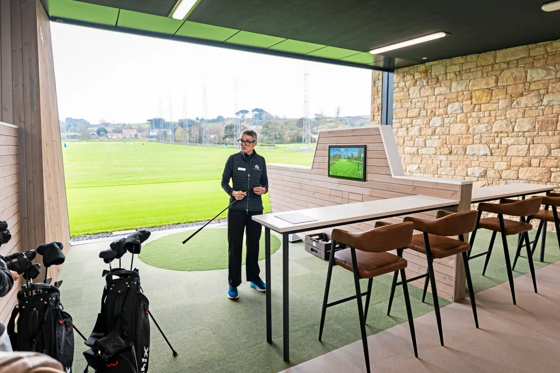 Golf performance director Sue Shapcott in one of the golf bays