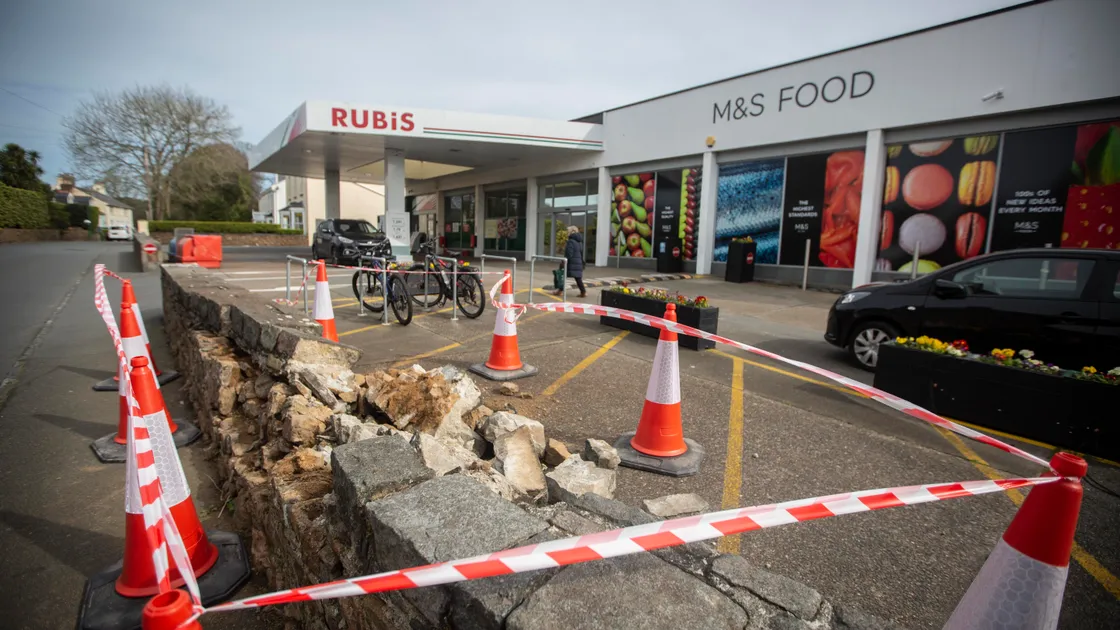 The wall at the M&S food hall in St Martin’s that Frances Malledent crashed into and drove away from. (Picture by Peter Frankland, 30831926)