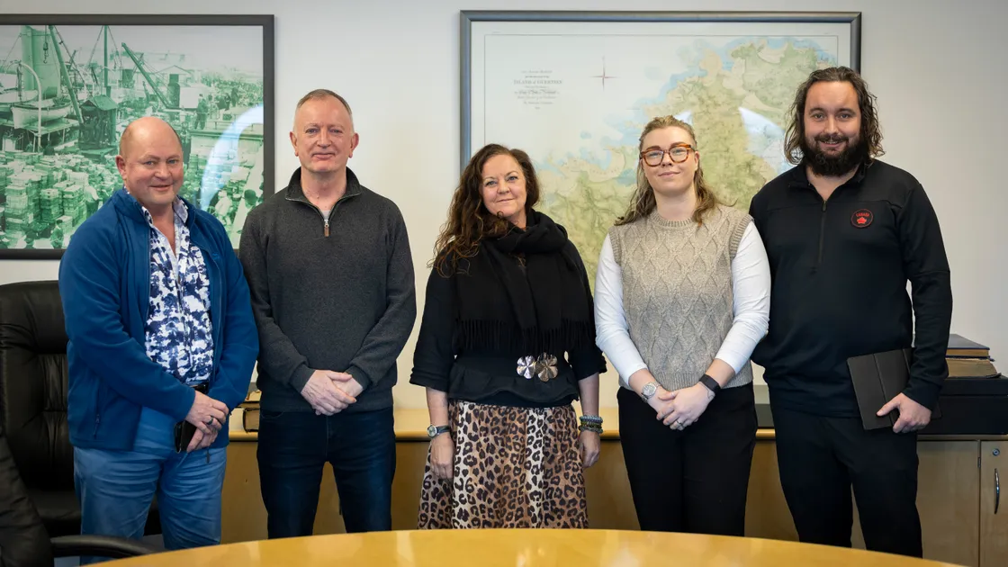 Guests for our tourism round table, from left to right, Will Haegeland, general manager of the Pandora Hotel, Guernsey Hospitality Association president Alan Sillett, Zoe Gosling, lead marketing officer at Visit Guernsey, Charlie Walker, co-chair of the States-funded industry group the Tourism Management Board, and States political tourism lead Deputy Lee Van Katwyk