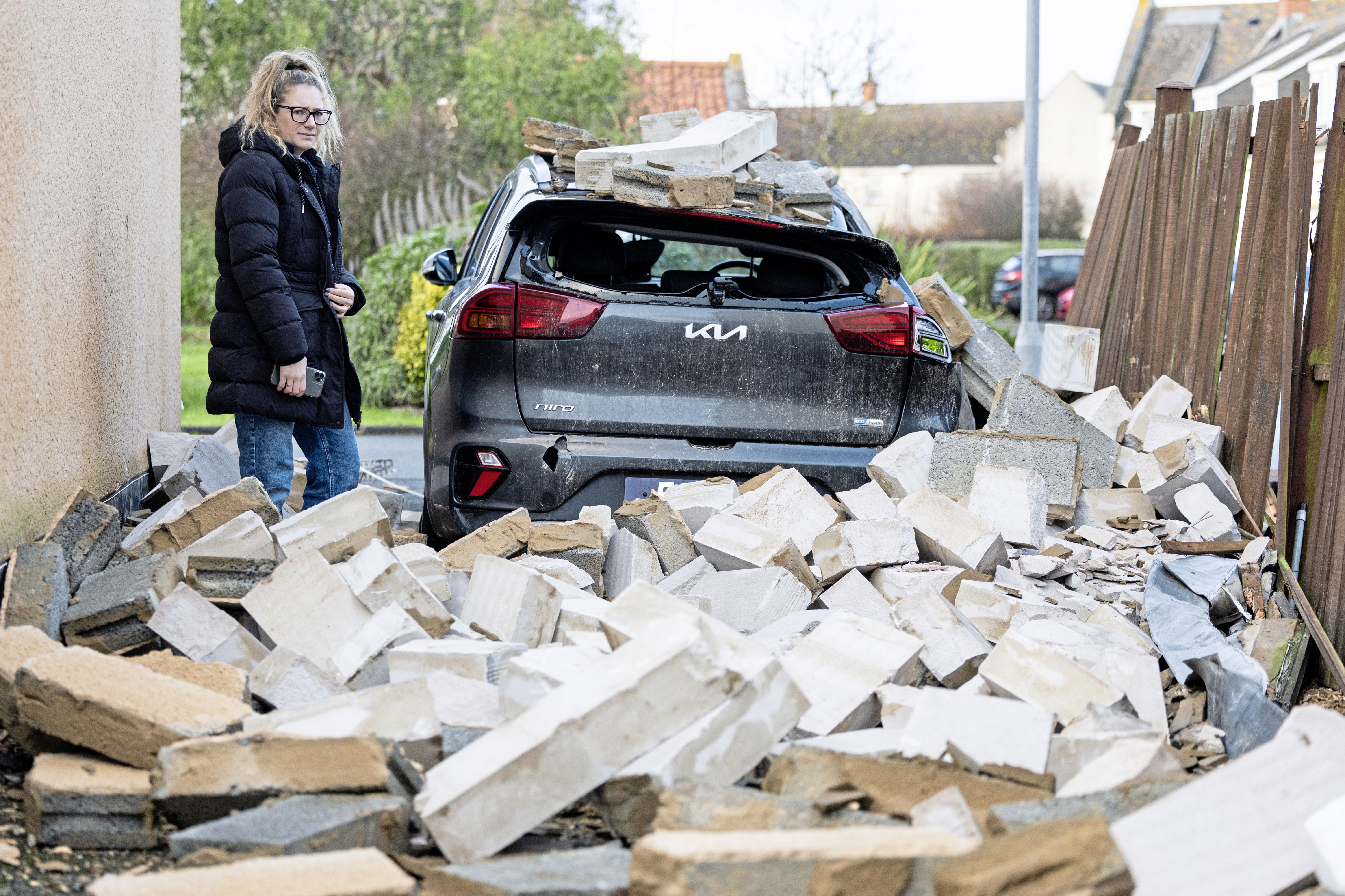 Couple shocked as gable end of house collapses
