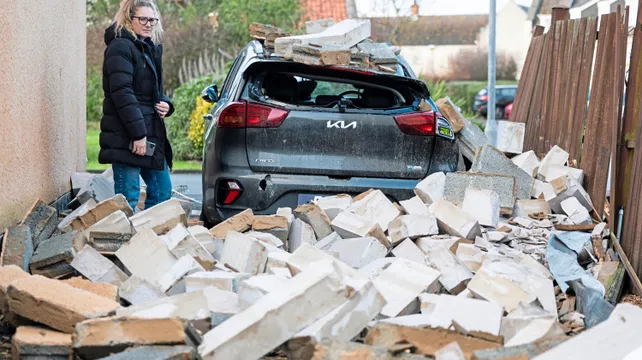 Couple shocked as gable end of house collapses