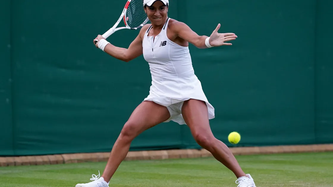 Heather Watson in action against Wang Qiang at Wimbledon. (Picture by PA Wire / PA Images) (30985638)