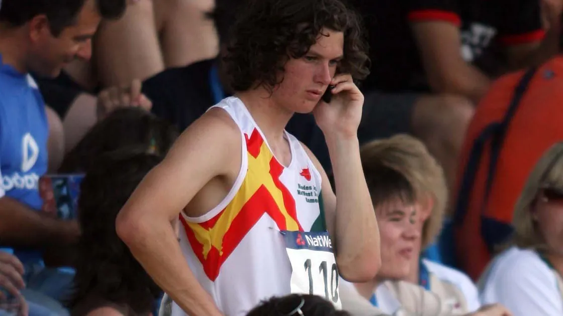 'Hi Mum... Yeah, I finished fourth.' A 17-year-old Michael phones home with the result of his race in Rhodes in 2007.