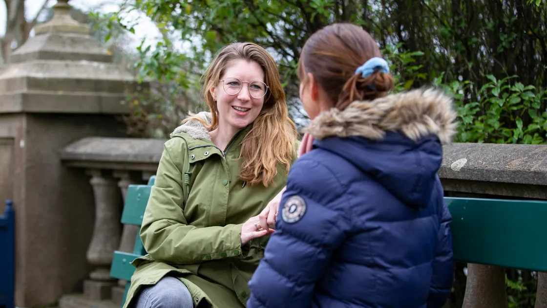 School nurse Katie Hill, left, shares her story surviving cervical cancer and is now advocating regular screenings. She is pictured with Diane Matthews, Public Health practitioner for screenings. (Picture by Luke Le Prevost, 30424346)