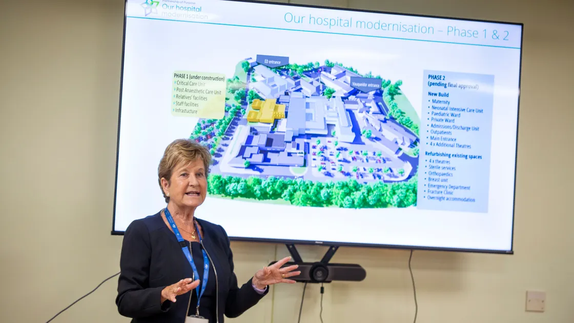Jan Coleman, the clinical director for the development programme at the hospital, explaining what a delay on the next phase could mean for patients. (Picture by Luke Le Prevost, 32167994)