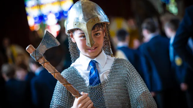 Have at you, sire! Elizabeth College goes 1066 and all that