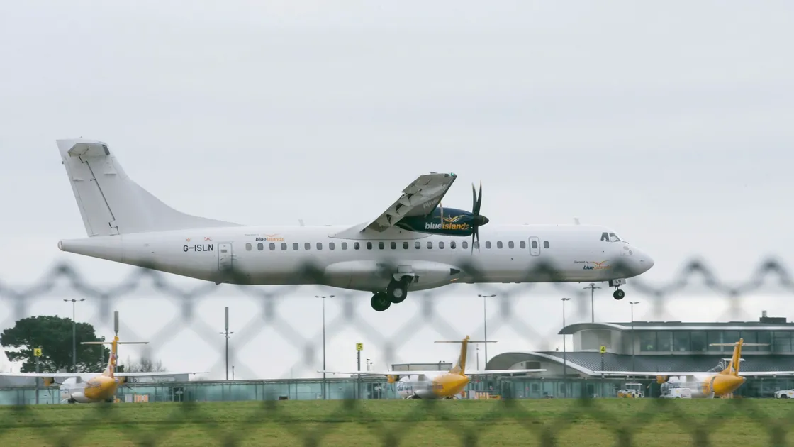 A Blue Islands aircraft landing at Guernsey Airport. (Picture by Adrian Miller, 26809233)