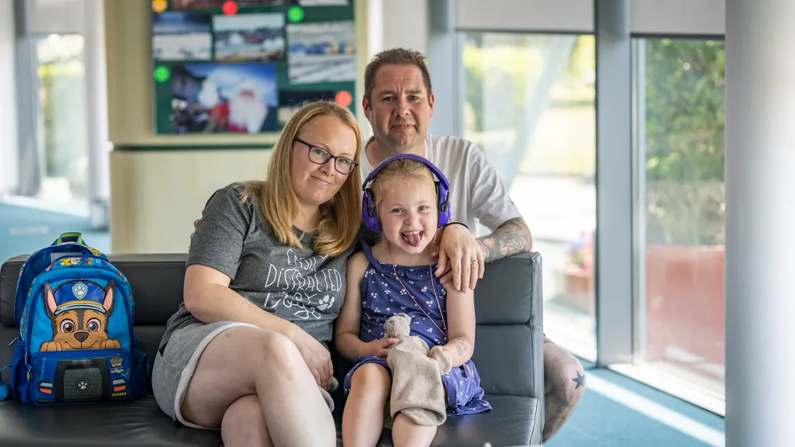 Chantelle and Ady McKane with their five-year-old daughter, Alana, who has autism and is waiting for an ADHD diagnosis.