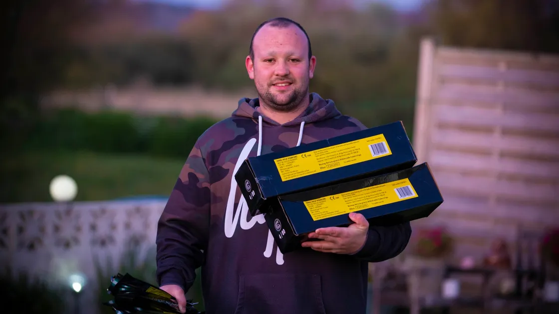 Picture By Peter Frankland. 14-04-20 Luke le Prevost has thousands of sparklers which he wants to give away so people can take part in lighting them on Friday in respect of those who have lost their lives to Covid-19. (28006002)