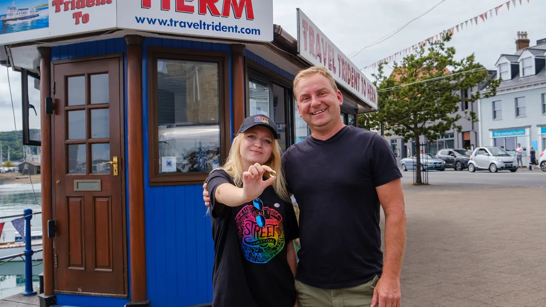 Shane Le Page, right, found Charli Andrews’ ring she lost while in Herm.