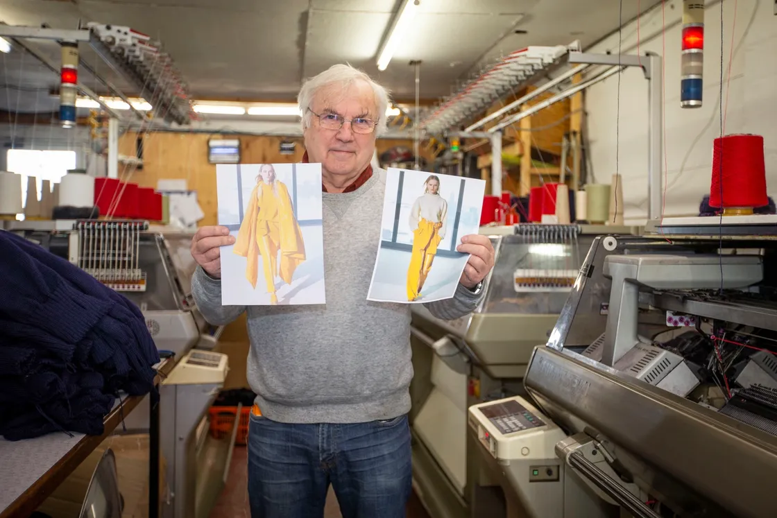 Picture by Sophie Rabey.  18-02-20.  Arthur Eldridge at Guernsey Woollens.  They have supplied samples of Guernseys for use in a New York Fashion Show, and have ended up being featured in the US edition of Vogue Magazine.. (27204256)
