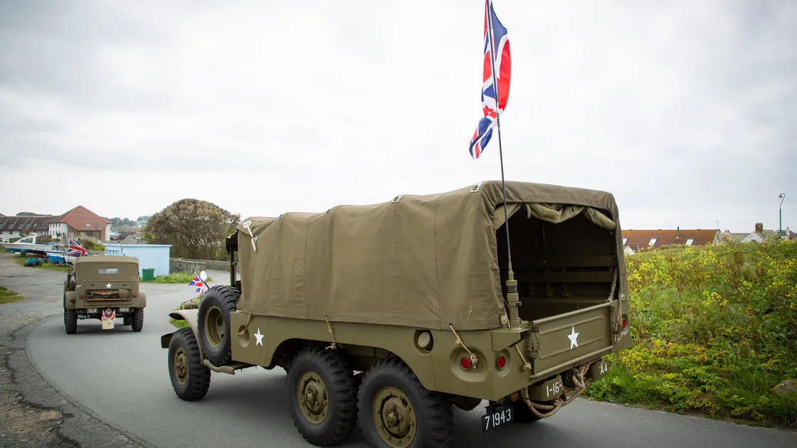 Picture by Sophie Rabey.  04-05-20.  Guernsey Military Vehicle Group have had to change their plans that they had in place for the 75th Liberation Day here this year because of Coronavirus Lockdown.  Instead of the usual cavalcade they will be posting videos on their social media throughout the day to show islanders some of their members military vehicles.  Dyer family.  GENERIC MILITARY VEHICLE.. (28240559)