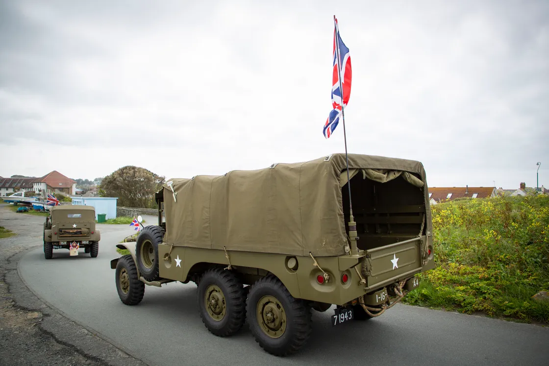 Picture by Sophie Rabey.  04-05-20.  Guernsey Military Vehicle Group have had to change their plans that they had in place for the 75th Liberation Day here this year because of Coronavirus Lockdown.  Instead of the usual cavalcade they will be posting videos on their social media throughout the day to show islanders some of their members military vehicles.  Dyer family.  GENERIC MILITARY VEHICLE.. (28240559)