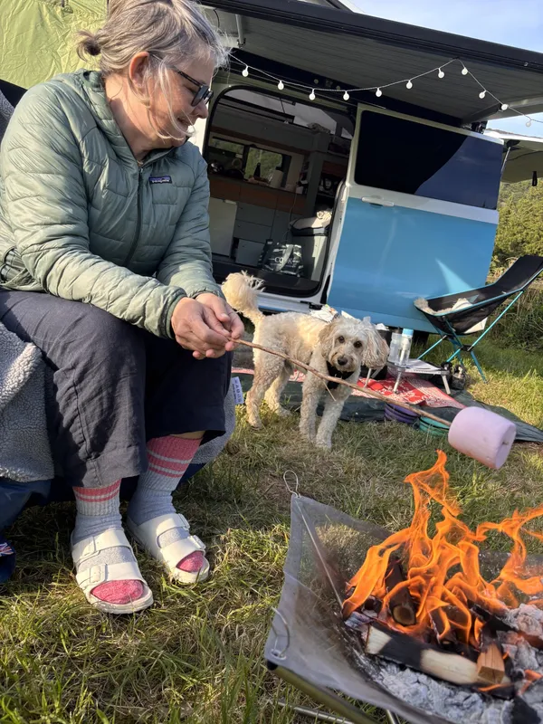 Kate toasts a marshmallow