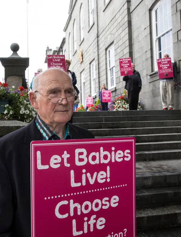 Pic by Adrian Miller 17-06-20 Royal Courts. Let Babies Live was the slogan at an Anti abortion protest held in silence. Adrian La Farge. (28374664)
