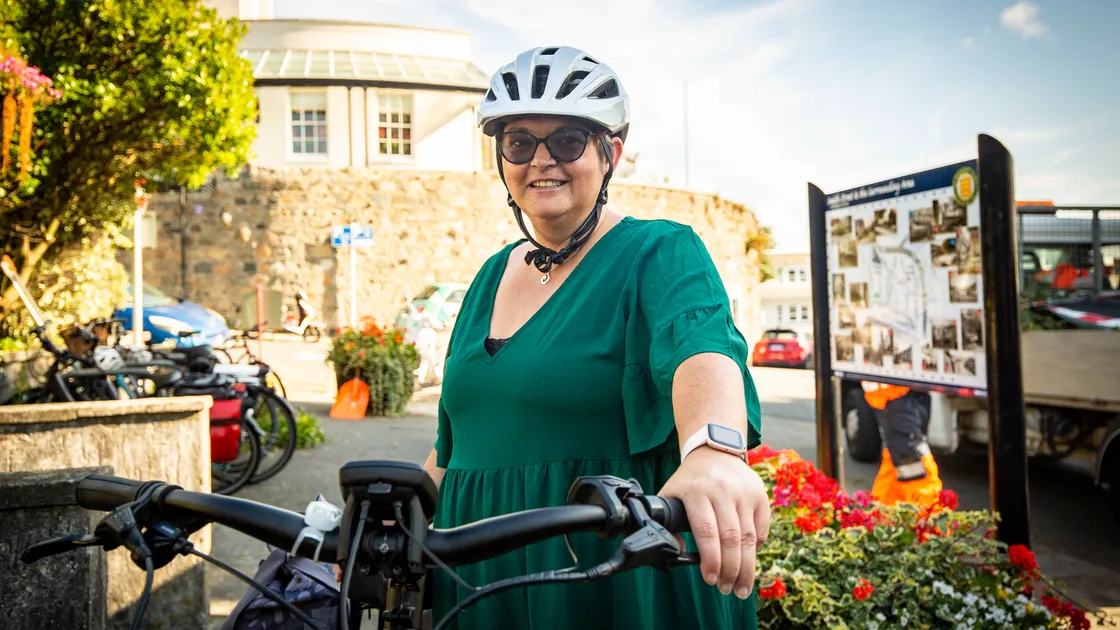 Melanie Taylor admits to being a fair weather cyclist from her Cobo home. She finds it quicker than the bus, but does have problems finding space at the top of Smith Street to leave her bike. (Pictures by Sophie Rabey, 31111596)