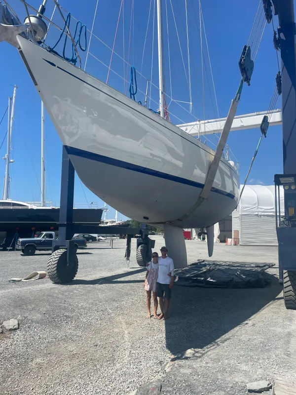 When JP Baudains, right, and partner Charlotte Drummond-Chew found the yacht they are using in a bid to sail round the world she was, in his words, ‘at the back of some dark and dingy shed and clearly hadn’t been used for some time.’