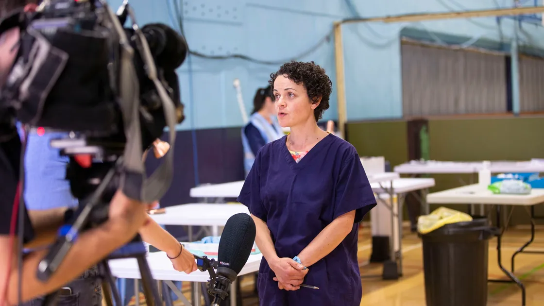 Jo Rocha, health protection nurse and clinical lead at the community vaccination centre, at Beau Sejour yesterday where a drop-in session was held for people looking to get fully vaccinated for when border restrictions change on 1 July. (Picture by Cassidy Jones, 29660409)