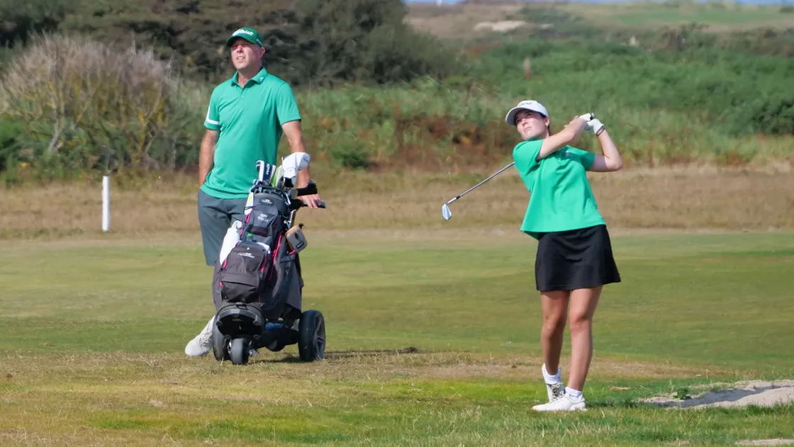 Chloe Gaudion won the title with her father Neil caddying for her.
