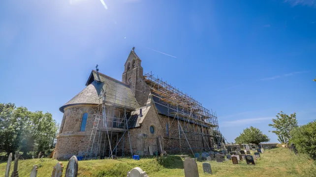 Church storm damage finally  getting repaired