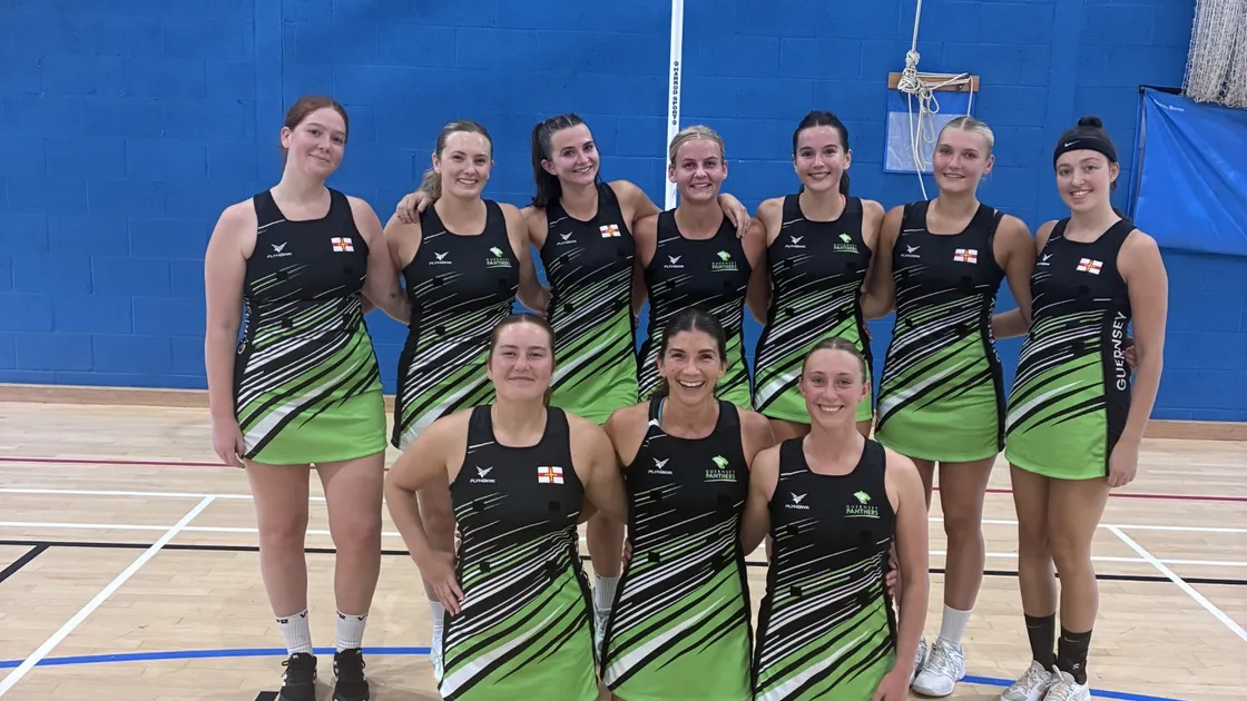 Panthers pose with day one's winning score over East Sussex Mavericks.