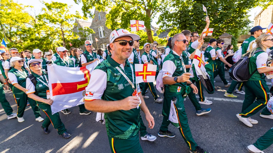 Team Guernsey led out the parade of islands in Kirkwall, Orkney’s largest town.