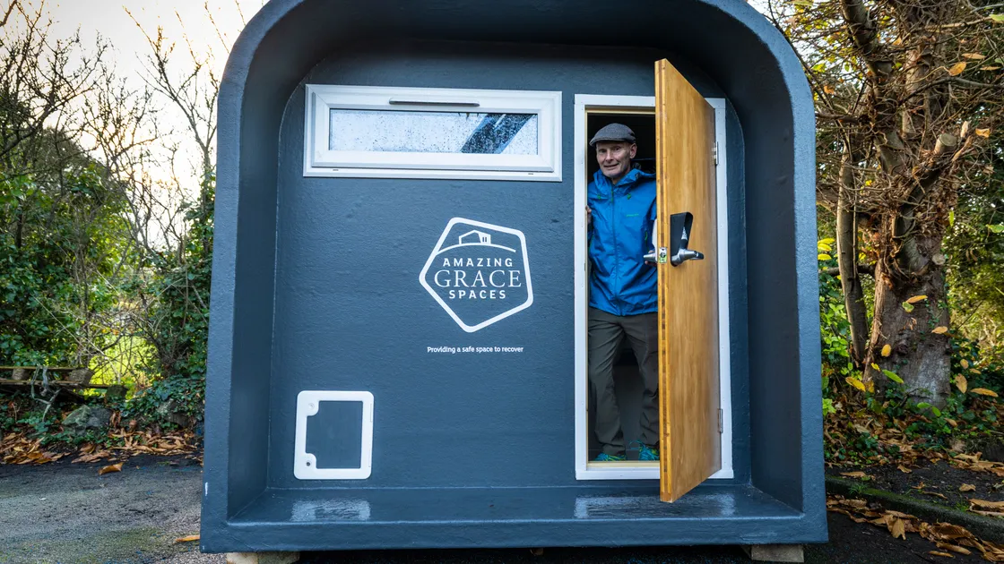 Caritas chairman Graham Merfield pictured when the two pods were installed in the Vale Douzaine’s car park late last year.