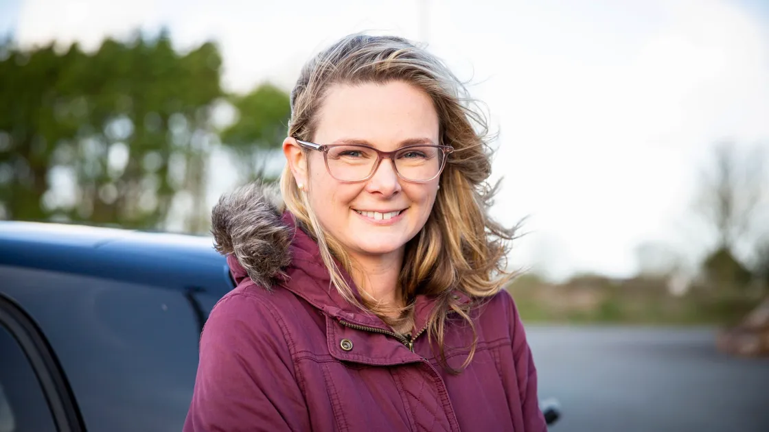 Jenna Hinshaw could see the positives of parking away from St Martin’s School to pick her daughter up, but might try somewhere other than the football club after finding the approach narrow. (Picture by Sophie Rabey, 28868795)