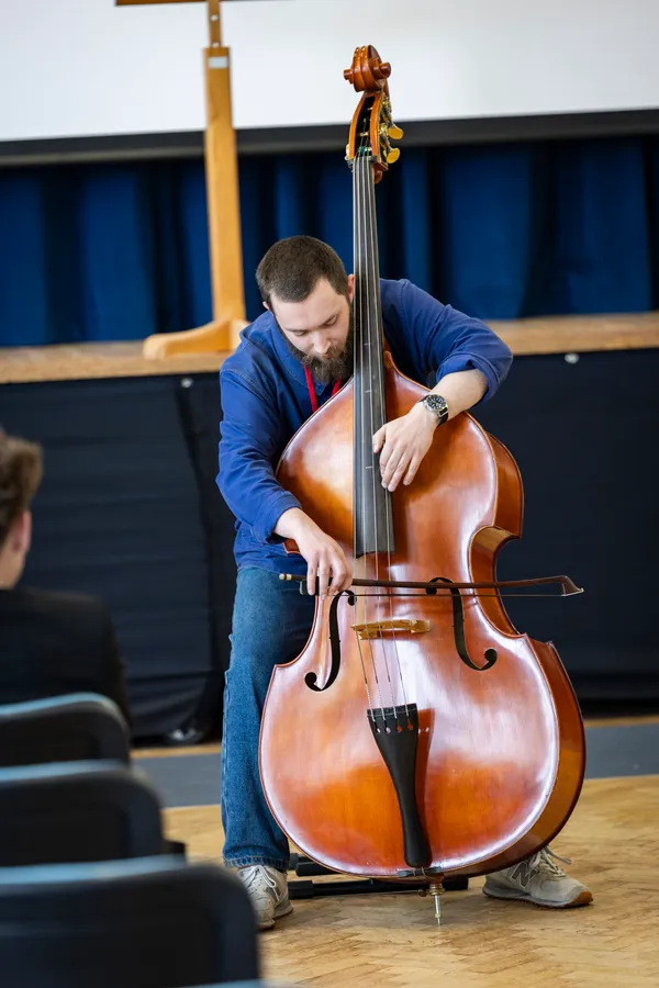 William Taber playing the double bass