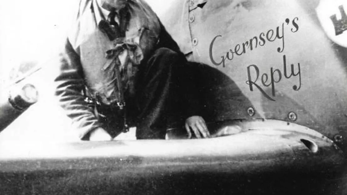 Battle of Britain pilot, and former Guernsey Press editor, Herbie Machon had the name Guernsey's Reply on his Spitfire. (Picture supplied by Nick Machon)