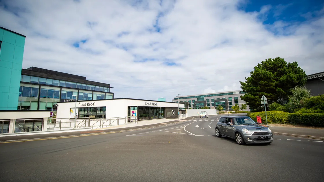 Admiral Park yesterday from the car park exit showing the space where the final office block will go. (Picture by Sophie Rabey, 31071998)