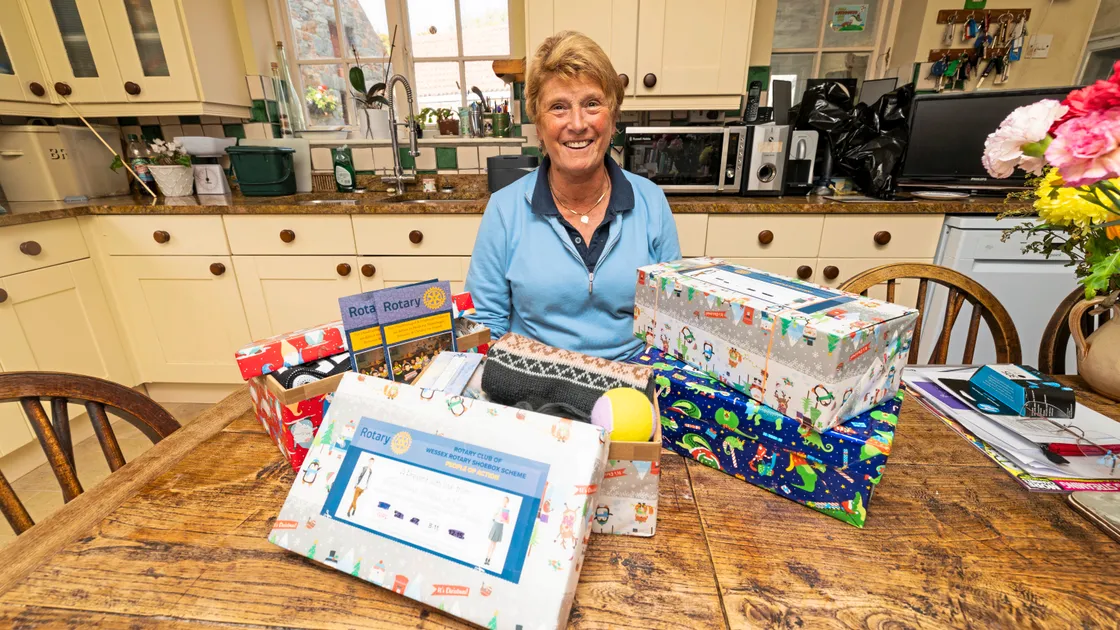 Appeal organiser Hannah Laidlow is pictured with some shoeboxes