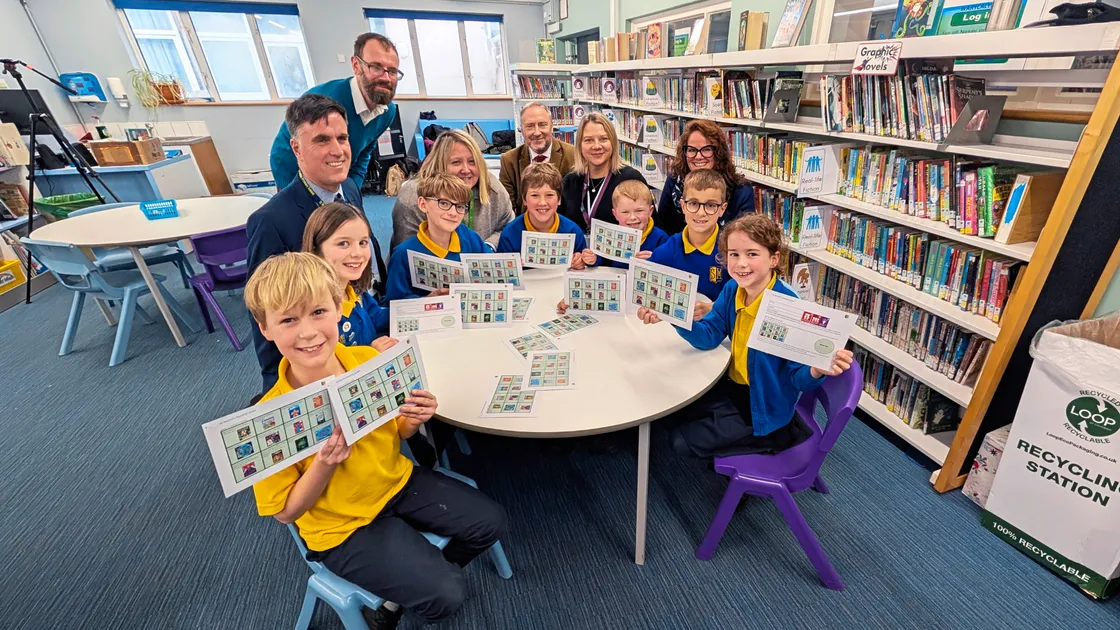 St Martin’s Primary School held a special reading assembly to launch the National Year of Reading, a UK-wide campaign designed to inspire more people to make reading a regular part of their lives. Pupils, left to right, Guy Bartlett, Juno Bamford, Isak Le Huray, Heron Colmer, Brodi Smith, Alfie Langlois and Verity McKerrell, with representatives from the States, school and the Guille-Alles Library