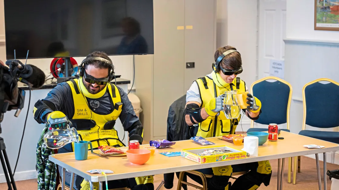 Lottee Bonner, one of the island's Admiral Nurses, explained that the suits are designed to mimic the physical and sensory challenges faced by elderly people