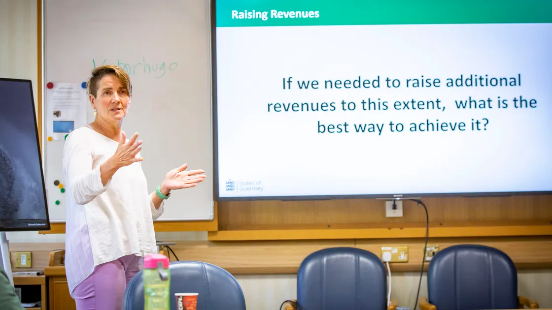 States treasurer Bethan Haines speaking to the media when details of the tax review were announced in July.  (Picture by Sophie Rabey, 30032935)