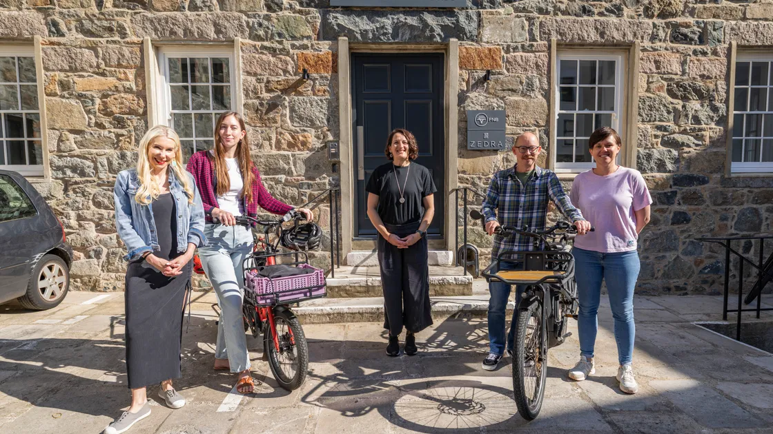 Zedra has started a new three-year sponsorship deal of Rock to Rocque, raising money for Les Bourgs Hospice. Left to right, managing director Elaine Kennedy, Inga Pritchard, Fundraising and Communication Manager at Les Bourgs Hospice Liz Stonebridge, Richard Bromley and Jemma Crouse.